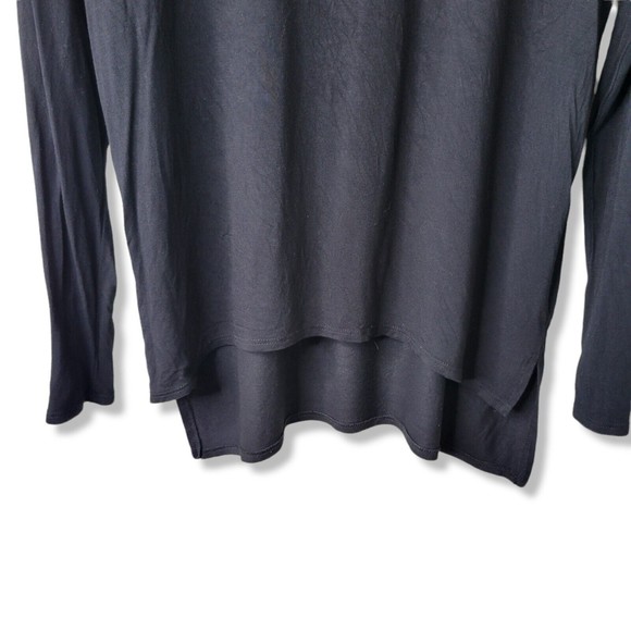 Joah Brown Black Long Sleeve Soft Stretchy Jersey Knit High Low Tee Size M/L - Picture 5 of 9
